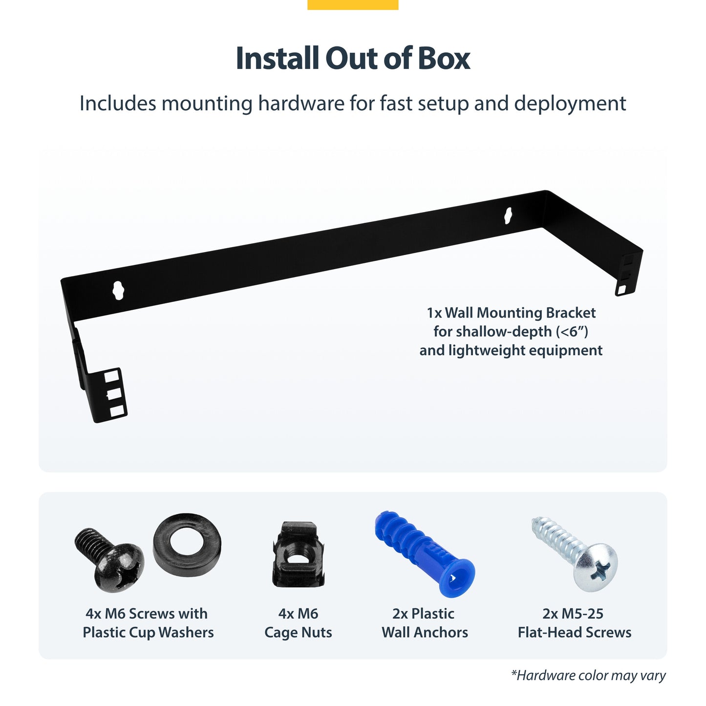 StarTech.com 1U Hinged Wall Mount Patch Panel Bracket - 6 inch Deep - 19" Patch Panel Swing Rack for Shallow Network Equipment- 17lbs