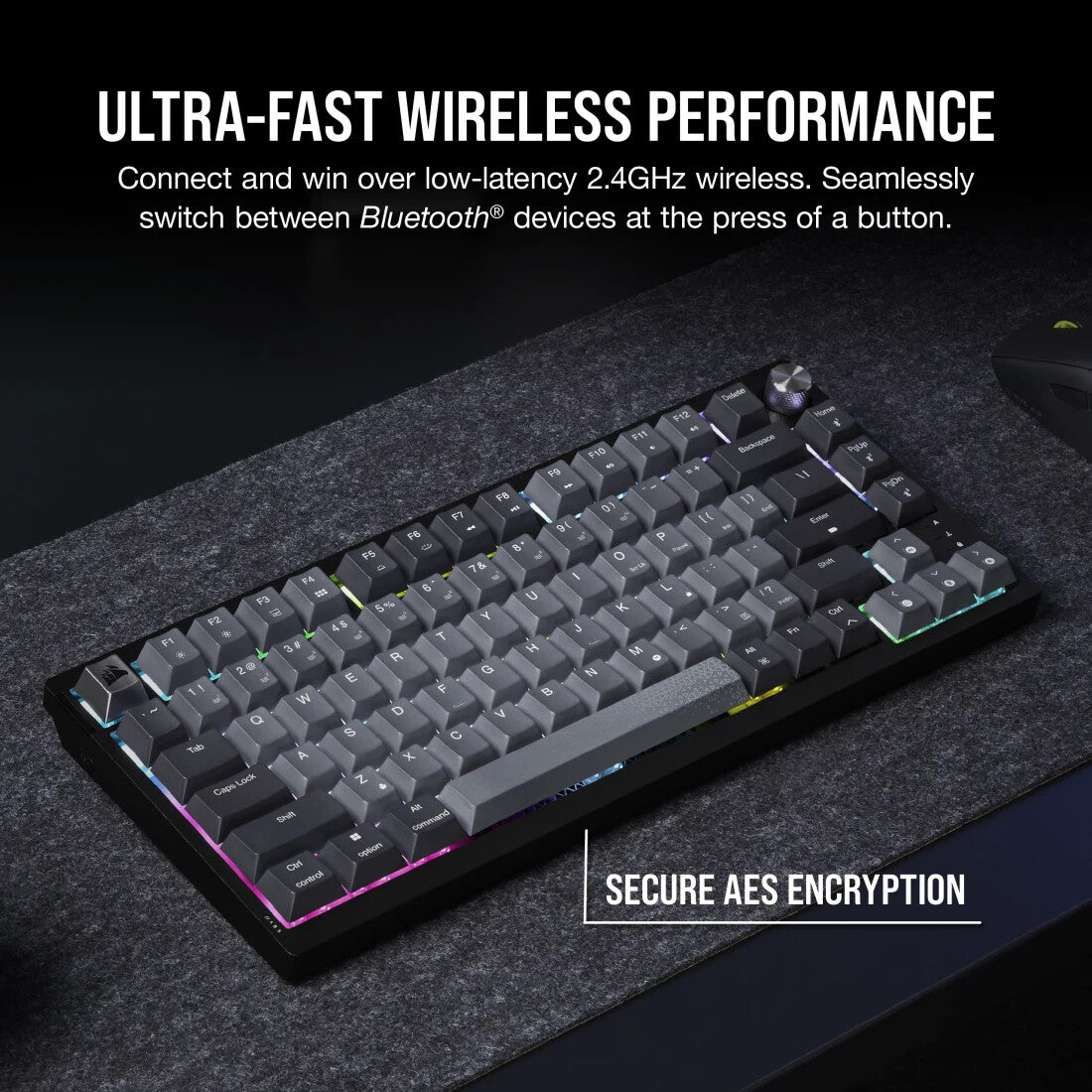 Corsair K65 PLUS WIRELESS keyboard Gaming RF Wireless UK English Black, Grey