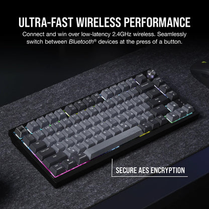 Corsair K65 PLUS WIRELESS keyboard Gaming RF Wireless UK English Black, Grey