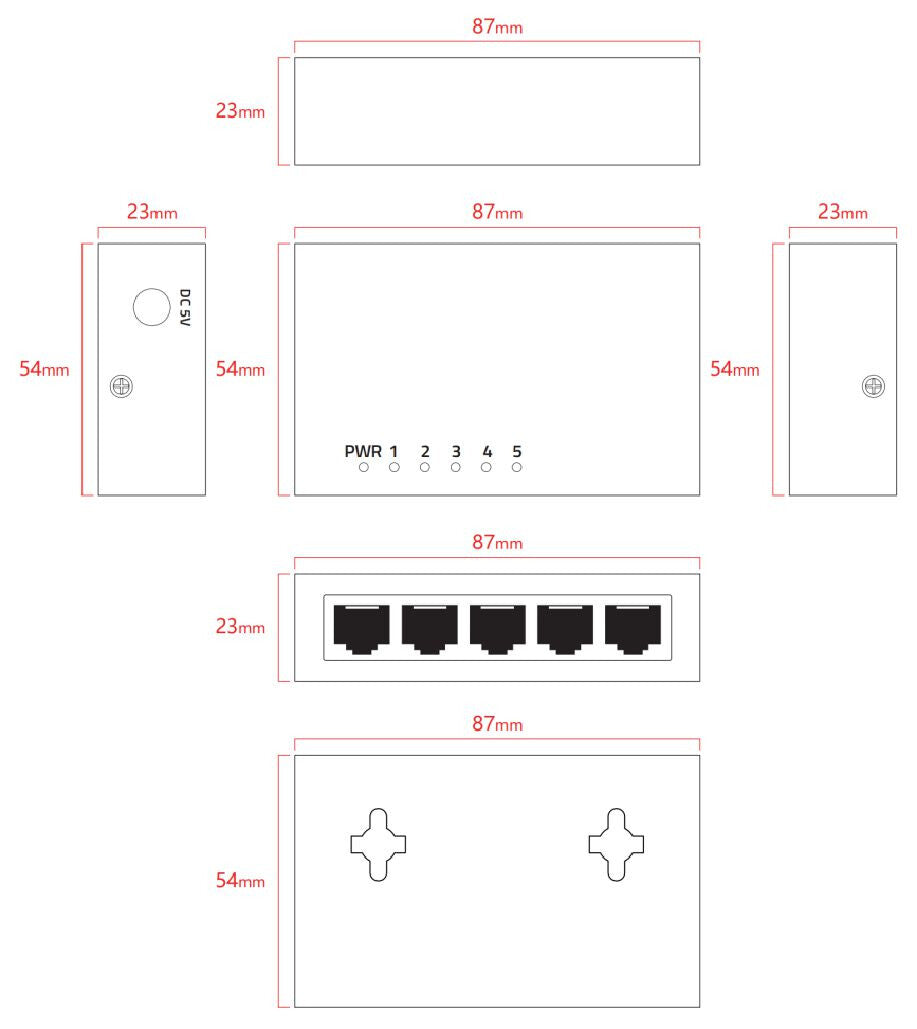 Lanview LVN-DESK-5PORT-1G network switch Unmanaged Gigabit Ethernet (10/100/1000)