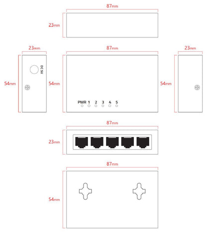 Lanview LVN-DESK-5PORT-1G network switch Unmanaged Gigabit Ethernet (10/100/1000)