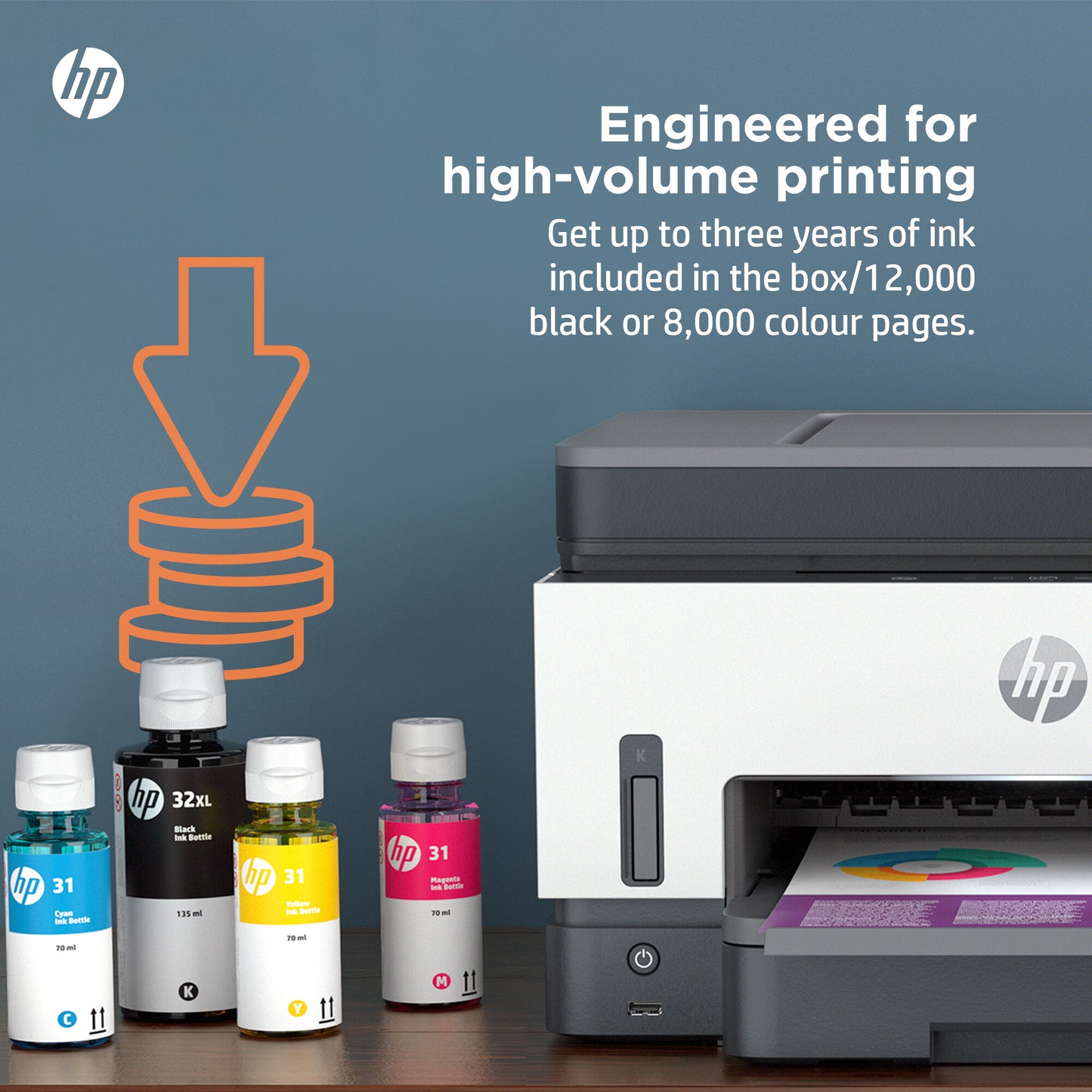 HP Smart Tank 7605 Wireless All-in-One Color Printer, Two-sided printing; Copier, Scanner