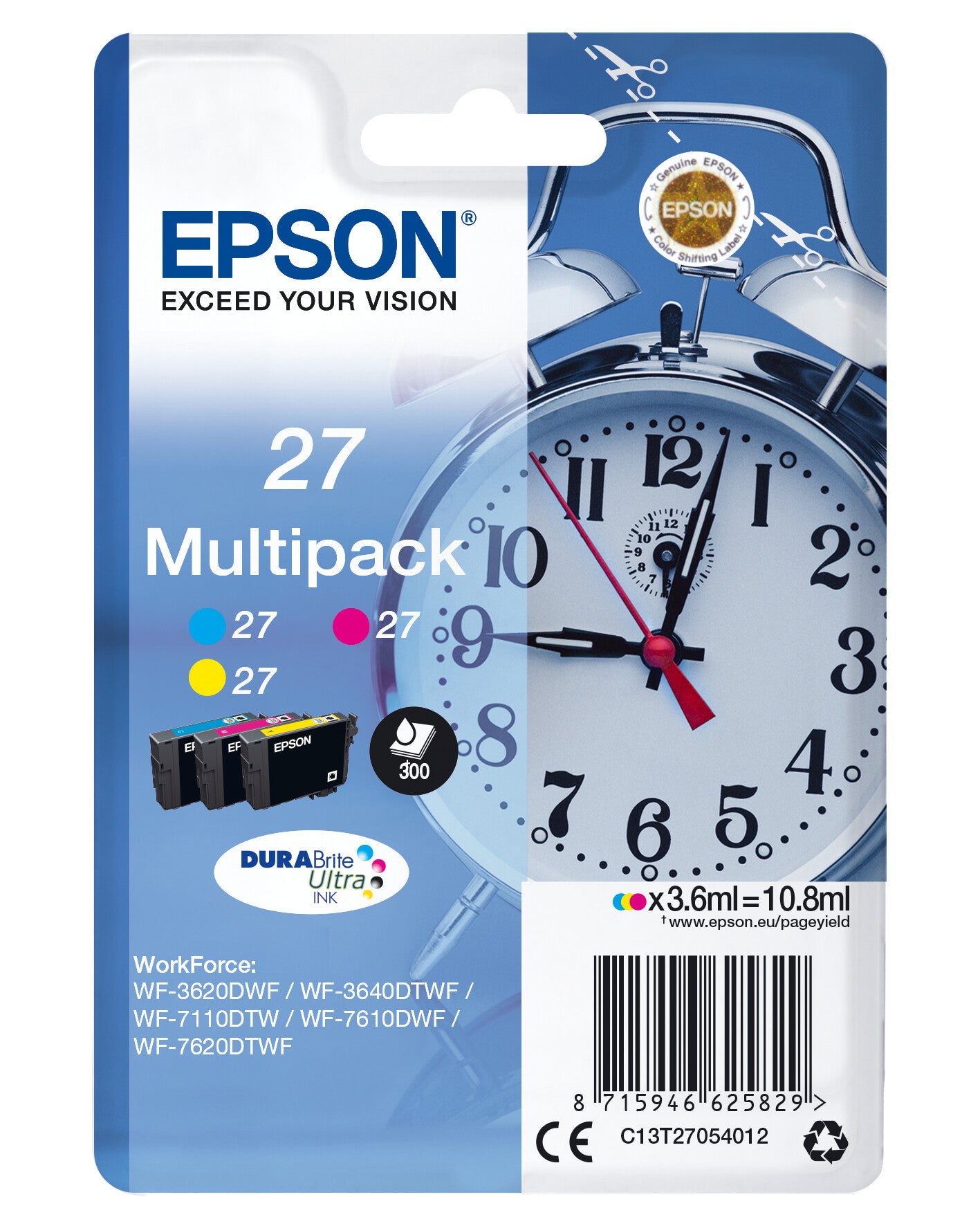 Epson Alarm clock Multipack 3-colour 27 DURABrite Ultra Ink