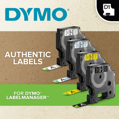 DYMO Authentic D1 Durable Labels | Black Print on White Tape | 12 mm x 5.5 m | High-Performance Label Tape for LabelManager Label Makers