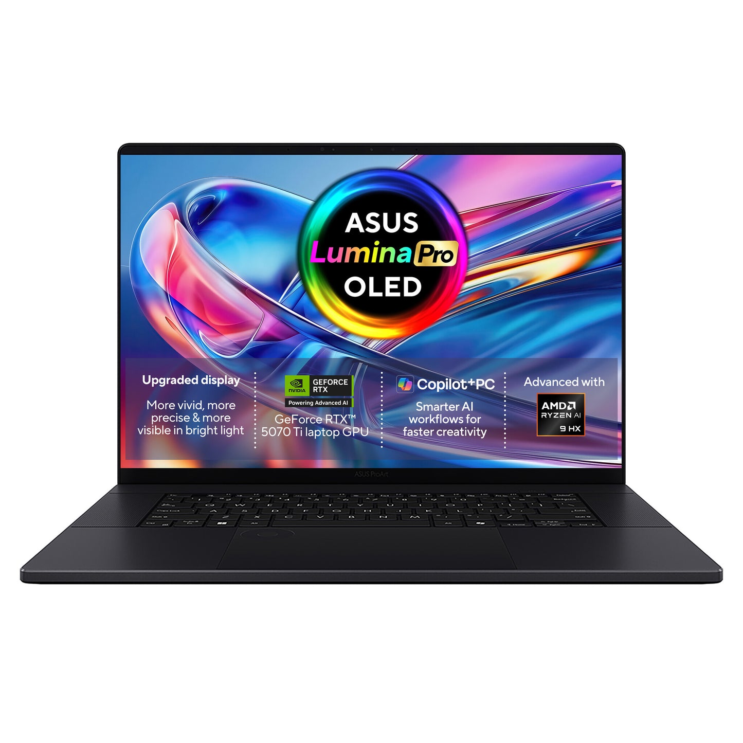 ASUS ProArt P16 H7606WR-SE004W Copilot+ PC AMD Ryzen AI 9 HX 370 Laptop 40.6 cm (16") Touchscreen WQUXGA 32 GB LPDDR5x-SDRAM 2 TB SSD NVIDIA GeForce RTX 5070 Ti Wi-Fi 7 (802.11be) Windows 11 Home Black