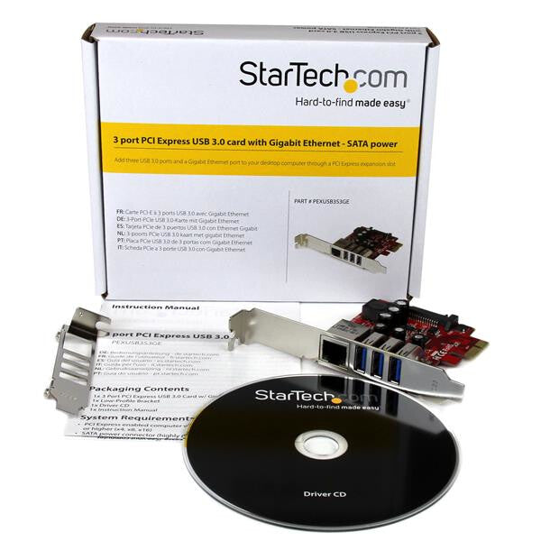 StarTech.com 3-Port PCI Express USB 3.0 Card + Gigabit Ethernet