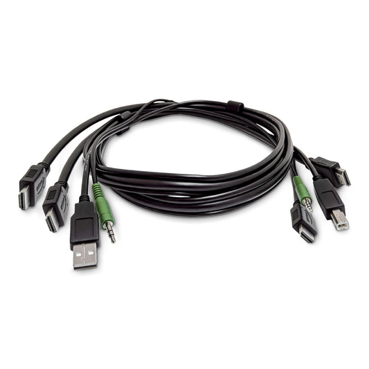 StarTech.com 10ft (3m) Dual-HDMI KVM Cable, USB 2.0, 3.5mm Audio, Universally Compatible Combo Cable for KVM Switches, TAA Compliant