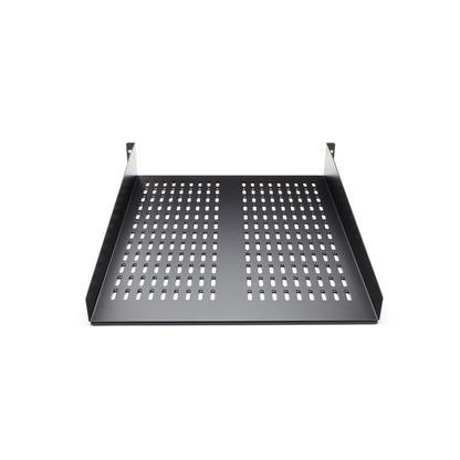 StarTech.com 2U Server Rack Shelf - Universal Vented Rack Mount Cantilever Tray for 19" Network Equipment Rack & Cabinet - Heavy Duty Steel – Weight Capacity 50lb/23kg - 22" Deep Shelf, Black