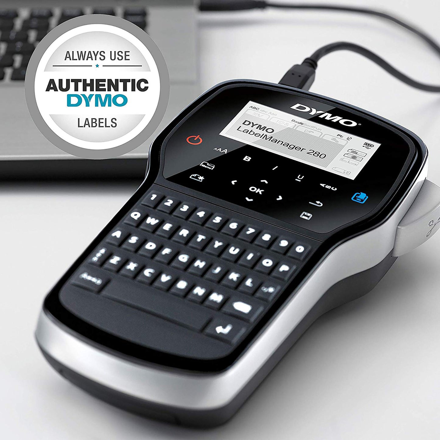 DYMO LabelManager 280 Label Maker | Rechargeable Handheld Label Printer with QWERTY Keyboard | Includes Black & White D1 Label Tape (12mm) | For Home & Office