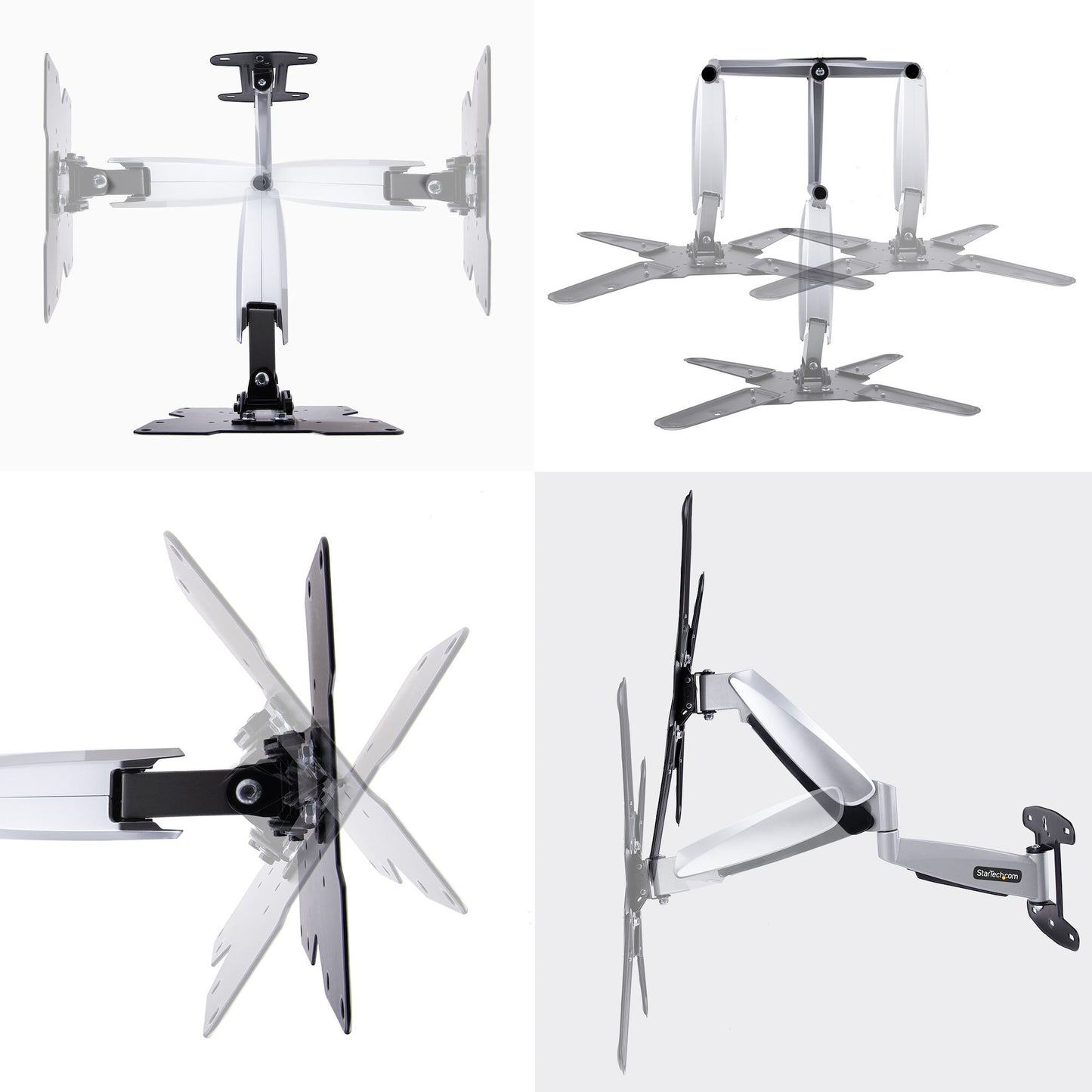 StarTech.com VESA TV Wall Mount, Adjustable Full Motion TV Wall Mount For 23"-55" Displays, Slim TV Mounting Bracket Supports 66lb (30kg), Extendable/Tilting/Swivel TV Wall Mount