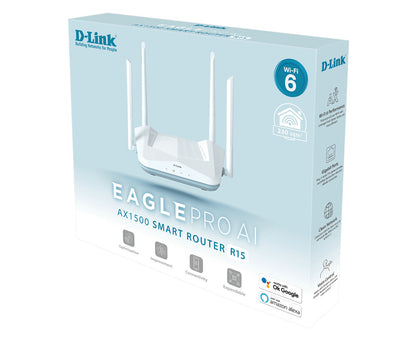 D-Link EAGLE PRO AI AX1500 Smart Router wireless router Gigabit Ethernet Dual-band (2.4 GHz / 5 GHz) White
