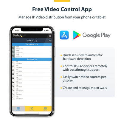StarTech.com 4K HDMI over IP Extender Kit with Video Control App, Scalable AV over IP with support for AVoIP Video Wall
