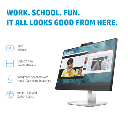 HP E24m G4 FHD USB-C Conferencing Monitor computer monitor 60.5 cm (23.8") 1920 x 1080 pixels Full HD Black, Silver