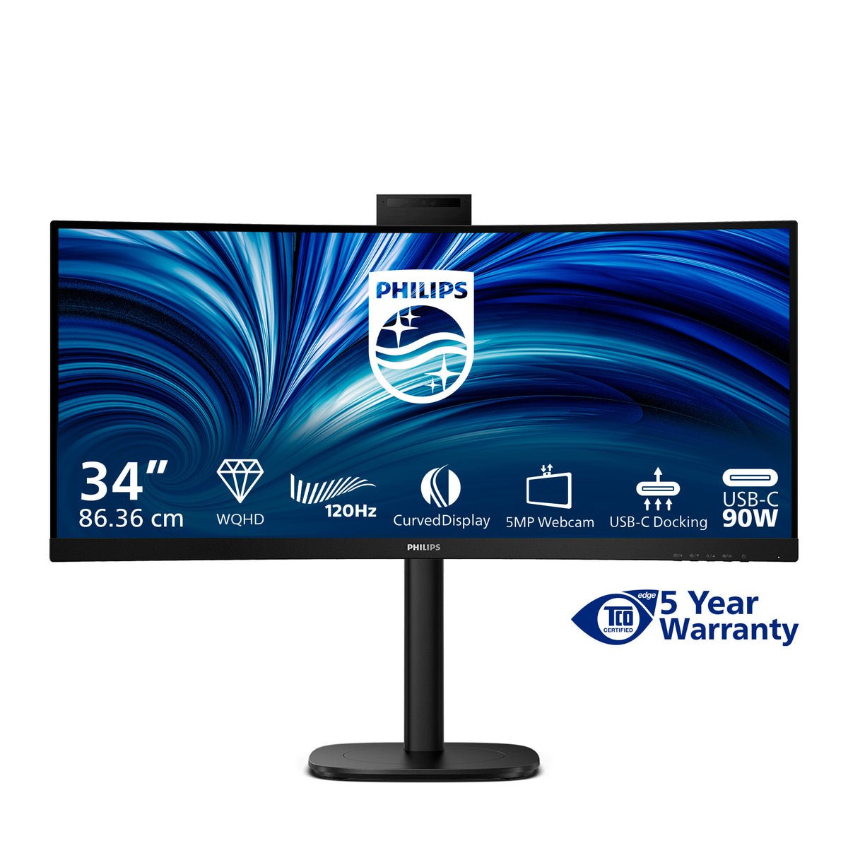 Philips 3000 series 34B2U3600CH/00 computer monitor 86.4 cm (34") 3440 x 1440 pixels Wide Quad HD LCD Black