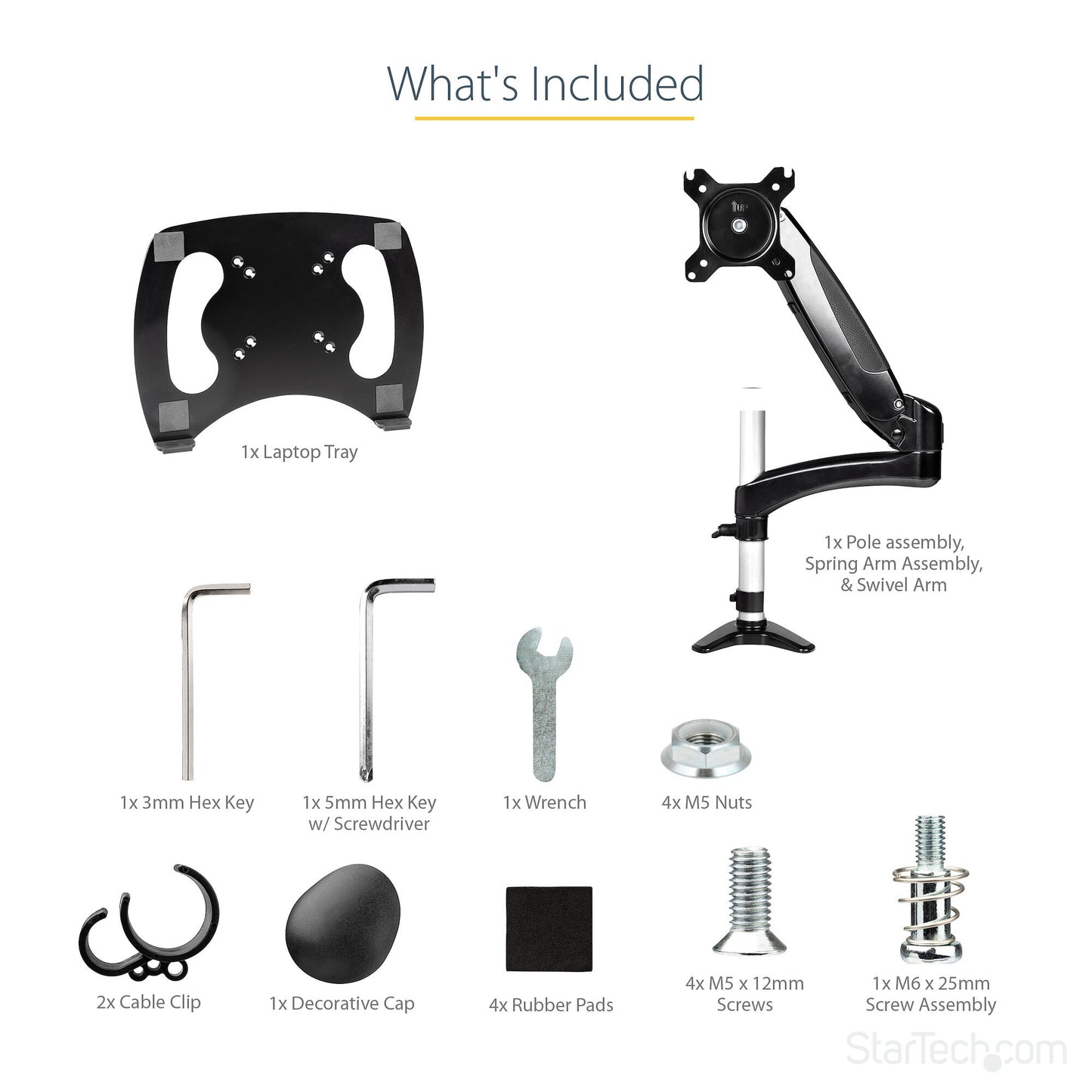 StarTech.com Desk Mount Laptop Arm - Full Motion Articulating Arm for Laptop or Single 34" (17.6lb/8kg) Monitor - VESA Mount Laptop Tray Bracket - Ergonomic Adjustable Notebook Stand - Desk-Clamp