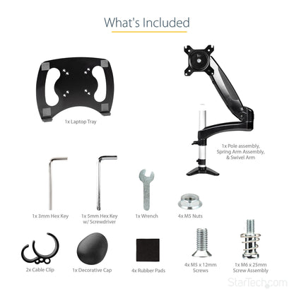 StarTech.com Desk Mount Laptop Arm - Full Motion Articulating Arm for Laptop or Single 34" (17.6lb/8kg) Monitor - VESA Mount Laptop Tray Bracket - Ergonomic Adjustable Notebook Stand - Desk-Clamp