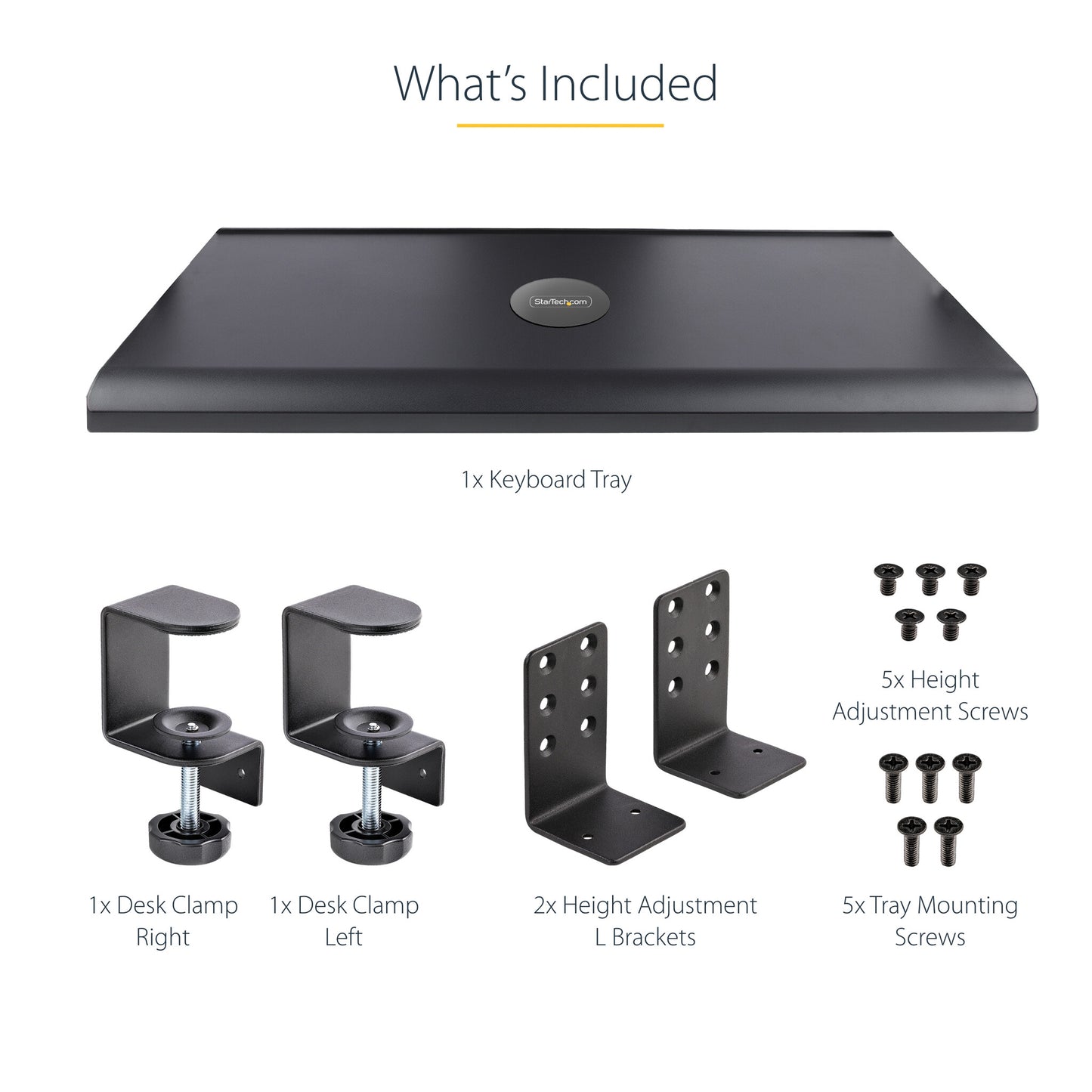 StarTech.com Under-Desk Keyboard Tray, Clamp-on Ergonomic Keyboard Holder, Up to 12kg (26.5lb), Sliding Keyboard and Mouse Drawer with C-Clamps, Height Adjustable Keyboard Tray (3.9/4.7/5.5 in) - TAA