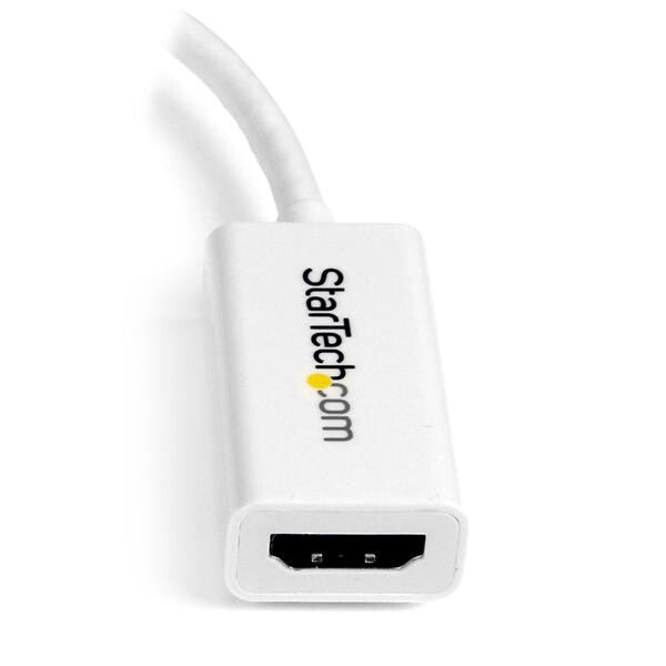 StarTech.com Mini DisplayPort to HDMI Adapter - Active mDP to HDMI Video Converter - 4K 30Hz - Mini DP or Thunderbolt 1/2 Mac/PC to HDMI Monitor/TV/Display - mDP 1.2 to HDMI Adapter Dongle - White