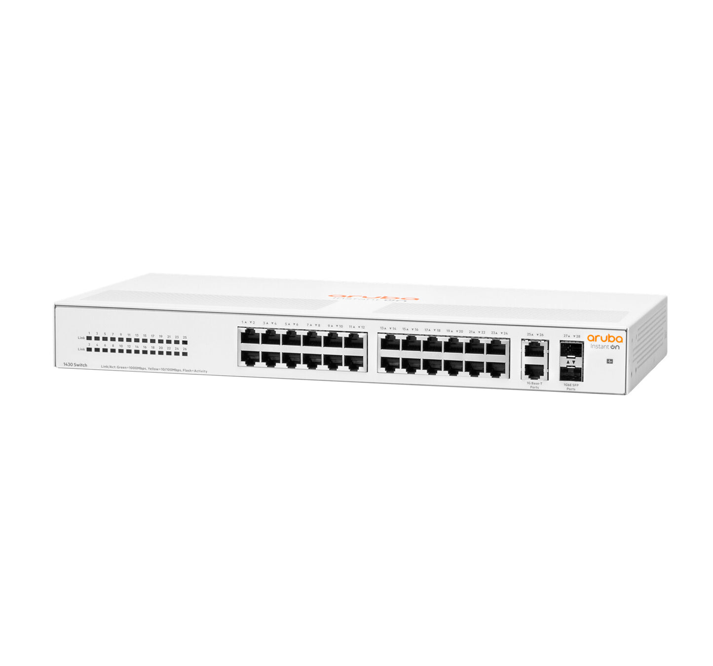 HPE Aruba Networking Aruba Instant On 1430 26G 2SFP Unmanaged L2 Gigabit Ethernet (10/100/1000) 1U White