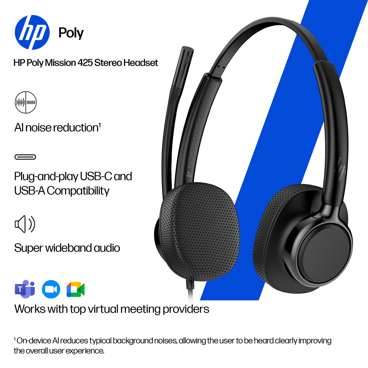 HP Poly Mission 415 Monaural USB Wired Headset (Bulk)