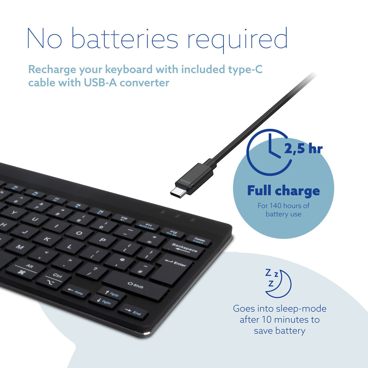 R-Go Tools Ergonomic keyboard R-Go Compact Break, compact keyboard with break software, QWERTY (UK), Bluetooth, black