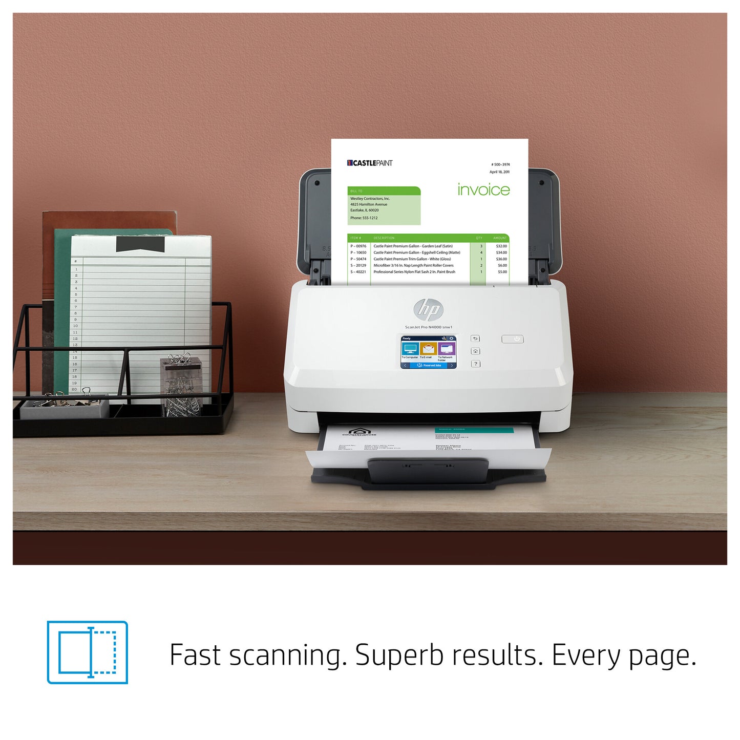 HP ScanJet Pro N4000 snw1 Sheet-fed scanner 600 x 600 DPI A4 Black, White