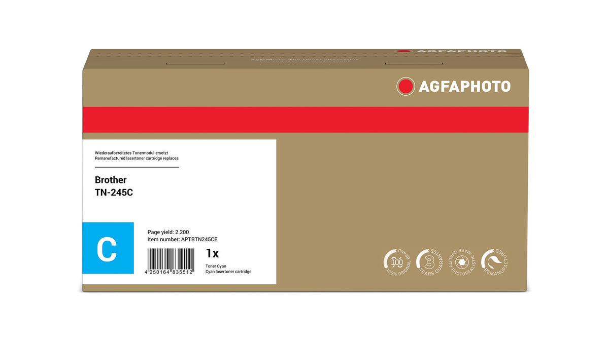 AgfaPhoto Compatible Toner Cartridge, Cyan, Replacement for Brother TN-245C, 2200 Pages