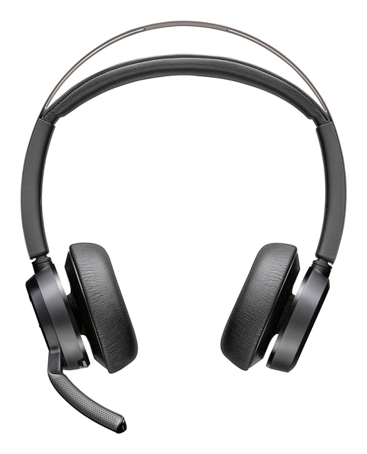 HP Poly Voyager Focus 2 USB-A with charge stand wireless over-head headset, boom microphone