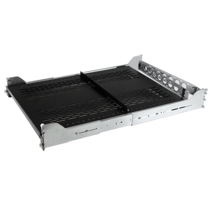 StarTech.com 2U Vented Sliding Server Rack Shelf w/ Cable Management Arm - 27.6 to 31.6in Adjustable Mounting Depth - 125lb - 19” Server Tray Shelf for Equipment Rack - 24in Deep
