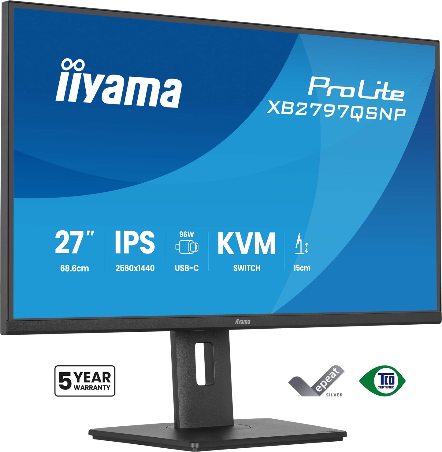 iiyama ProLite XB2797QSNP-B1 computer monitor 68.6 cm (27") 2560 x 1440 pixels Quad HD LCD Black