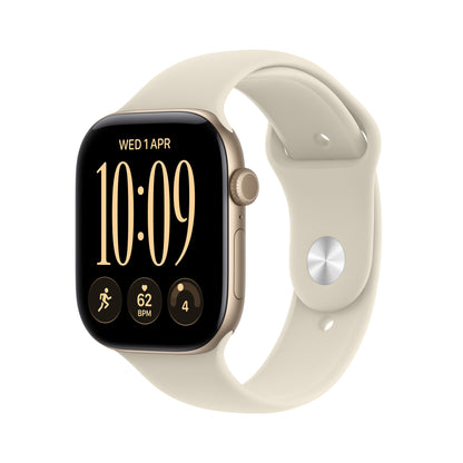 Apple Watch Series 12 GPS + Cellular 42mm Light Gold Aluminium Case with Sand Sport Band - S/M