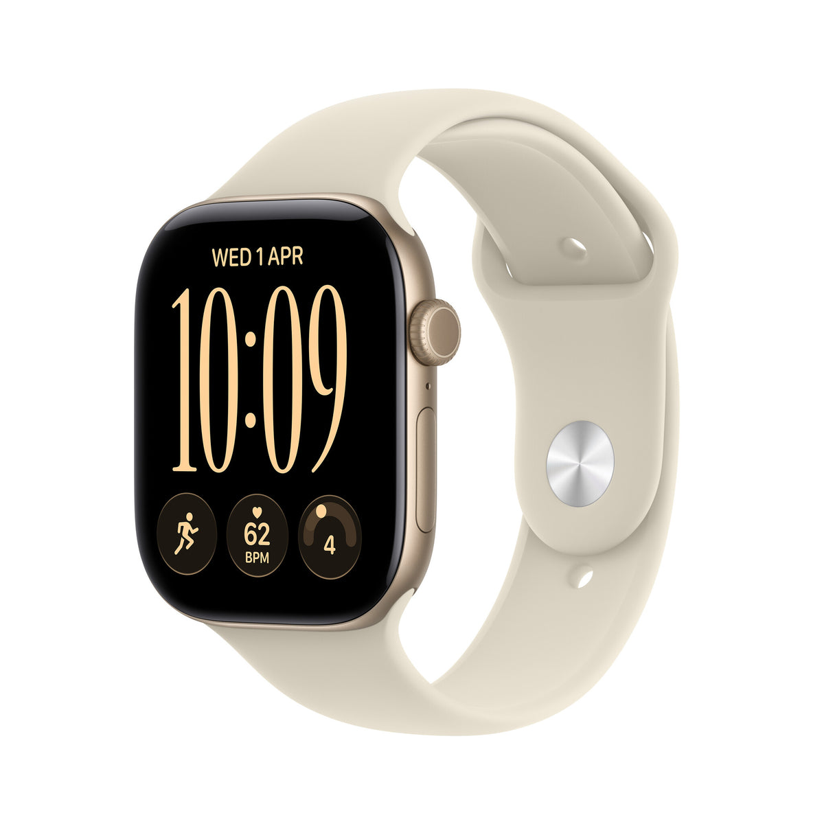 Apple Watch Series 12 GPS 46mm Light Gold Aluminium Case with Sand Sport Band - M/L