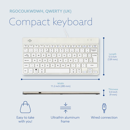 R-Go Tools Ergonomic keyboard R-Go Compact Break, compact keyboard with break software, QWERTY (UK), wired, white