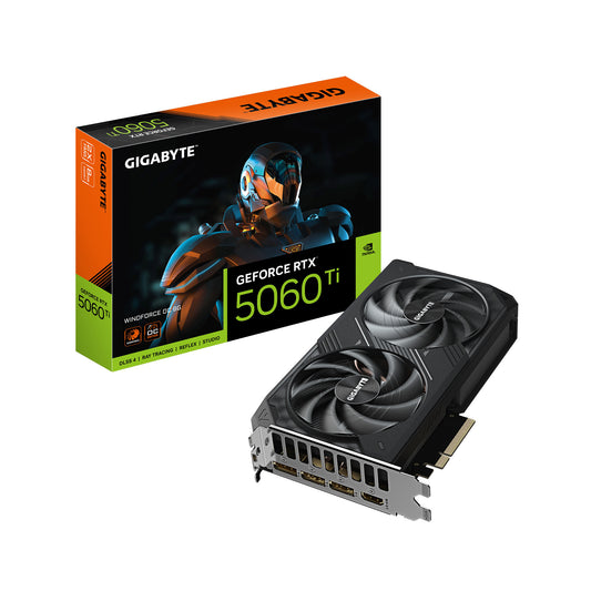 GIGABYTE GeForce RTX 5060 Ti WINDFORCE OC 8G Graphics Card - 8GB GDDR7, 128bit, PCI-E 5.0, 2587MHz Core Clock, 3 x DisplayPort, 1 x HDMI, GV-N506TWF2OC-8GD