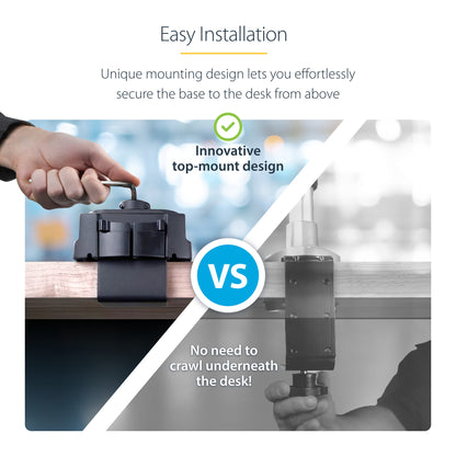 StarTech.com Triple Monitor Desk Mount For Up To Three 27in Screens, VESA 75x75/100x100, Tool-Less Arm Adjustments, C-Clamp/Grommet Mount, Spring-Assisted Arms