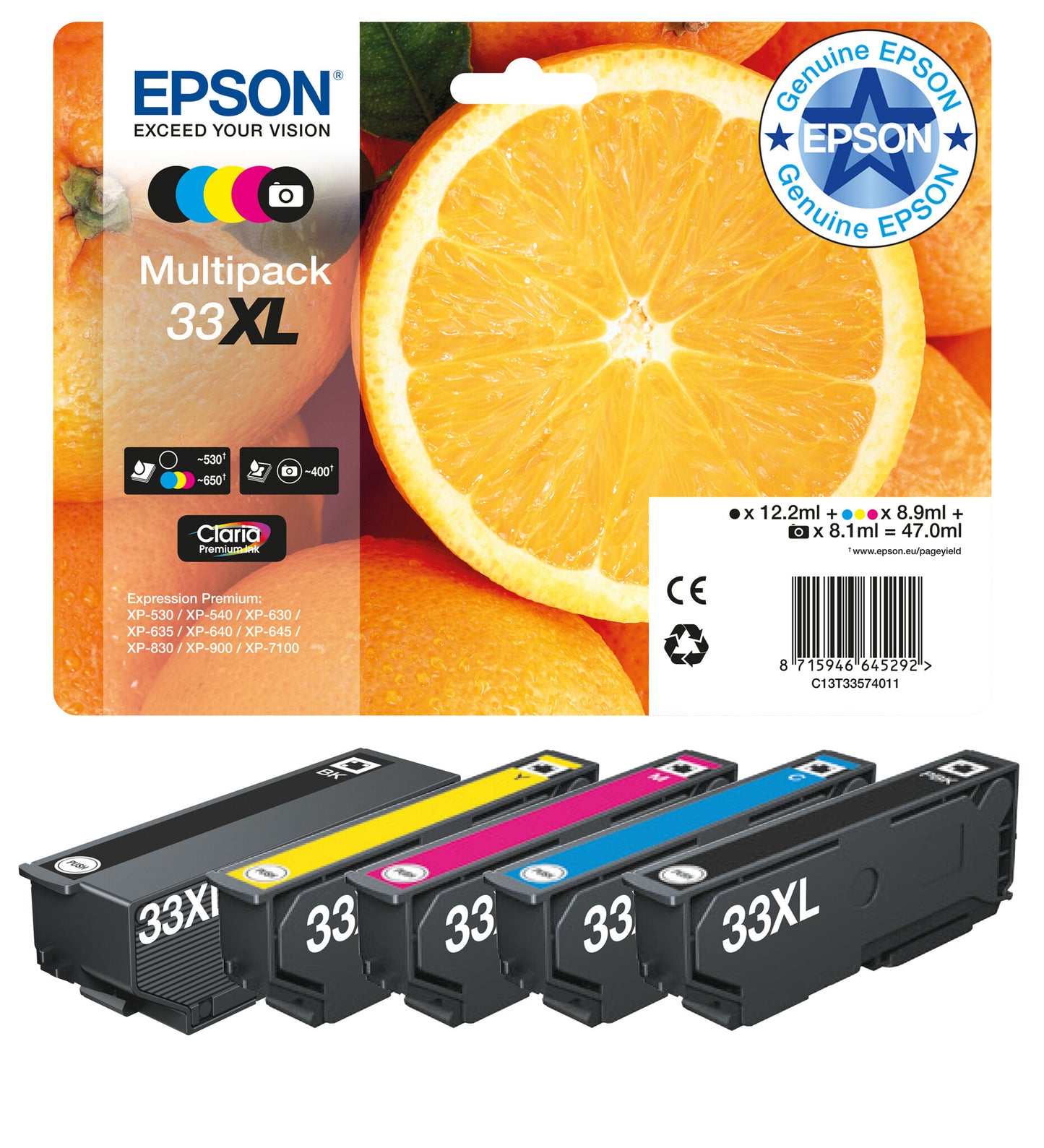 Epson Oranges 33XL Claria Premium Multipack 5-colours EasyMail Ink