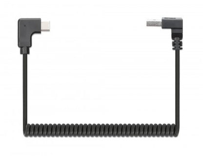Manhattan USB-C to USB-A Charging Cable, 1m, Coiled Tangle-Resistant Design, Angled Connectors, Ideal for Charging Cabinets/Carts, Charge Only - No Data Sync, Black, Lifetime Warranty