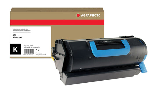 AgfaPhoto Compatible Toner Cartridge, Black, Replacement for OKI 45488801, 18000 Pages