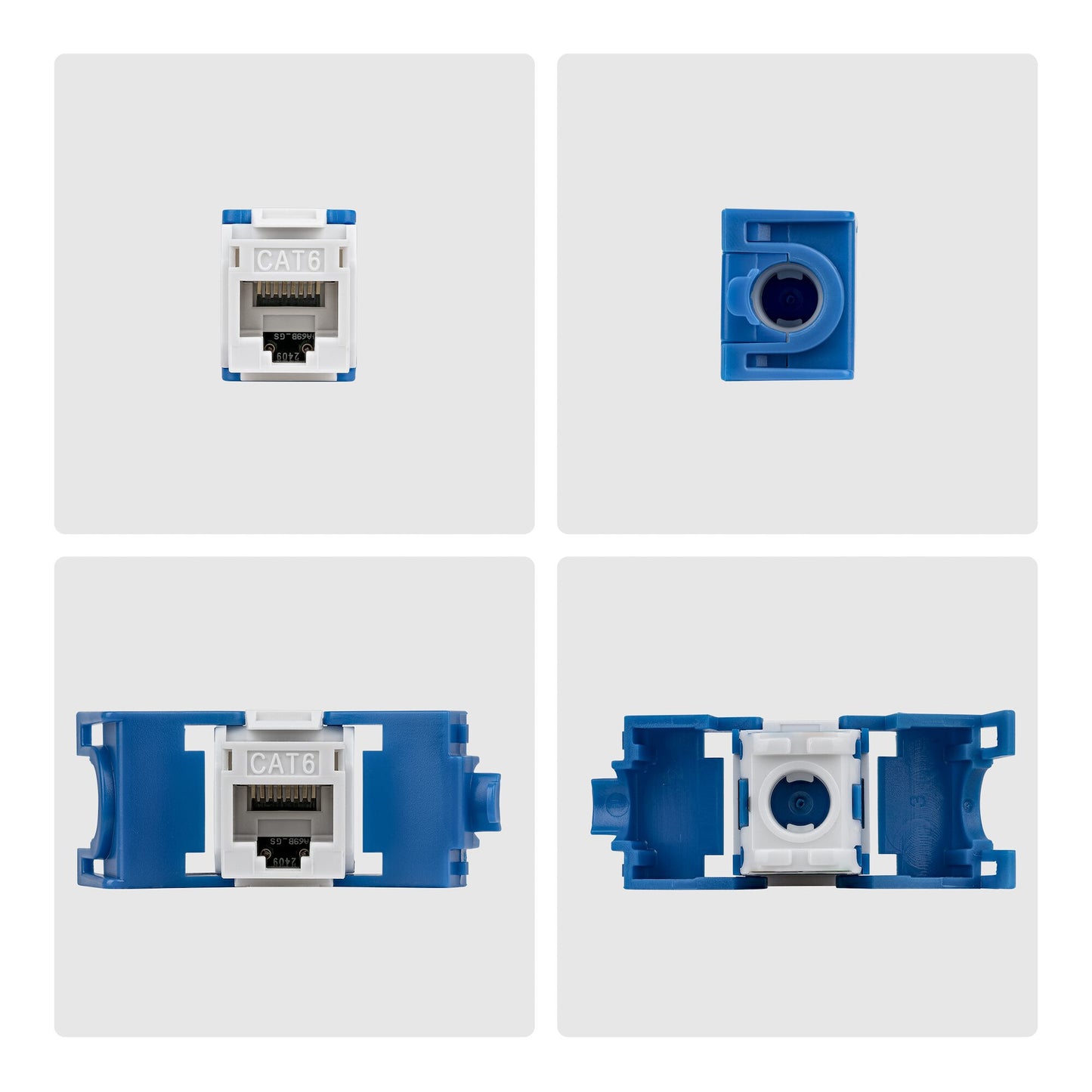 StarTech.com Cat6 Keystone Jack, 24-Pack RJ45 Ethernet Keystone Jacks, UTP Cat6 Wall Jack, 180-Degree Toolless, White