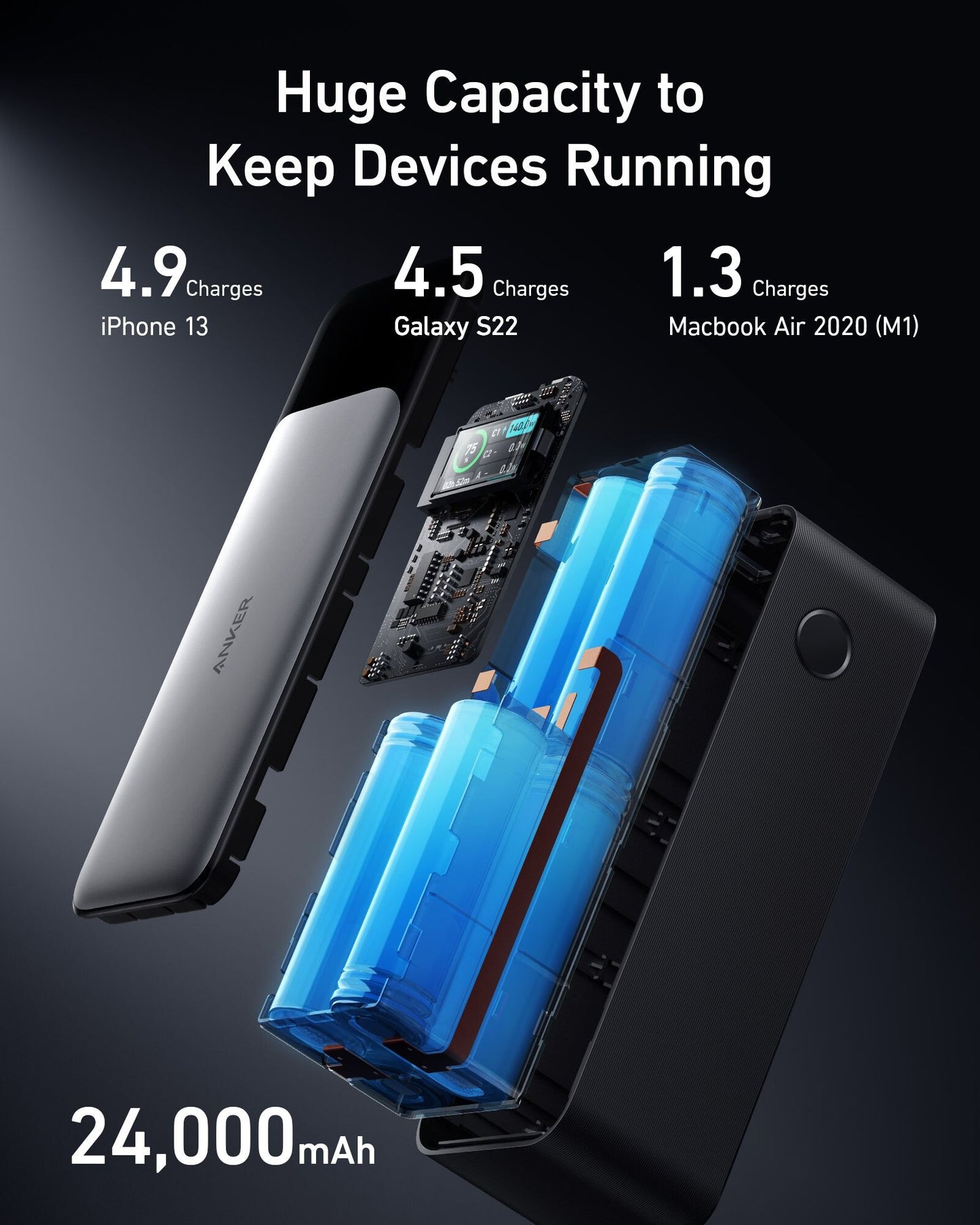 Anker 737 24000 mAh Black, Silver