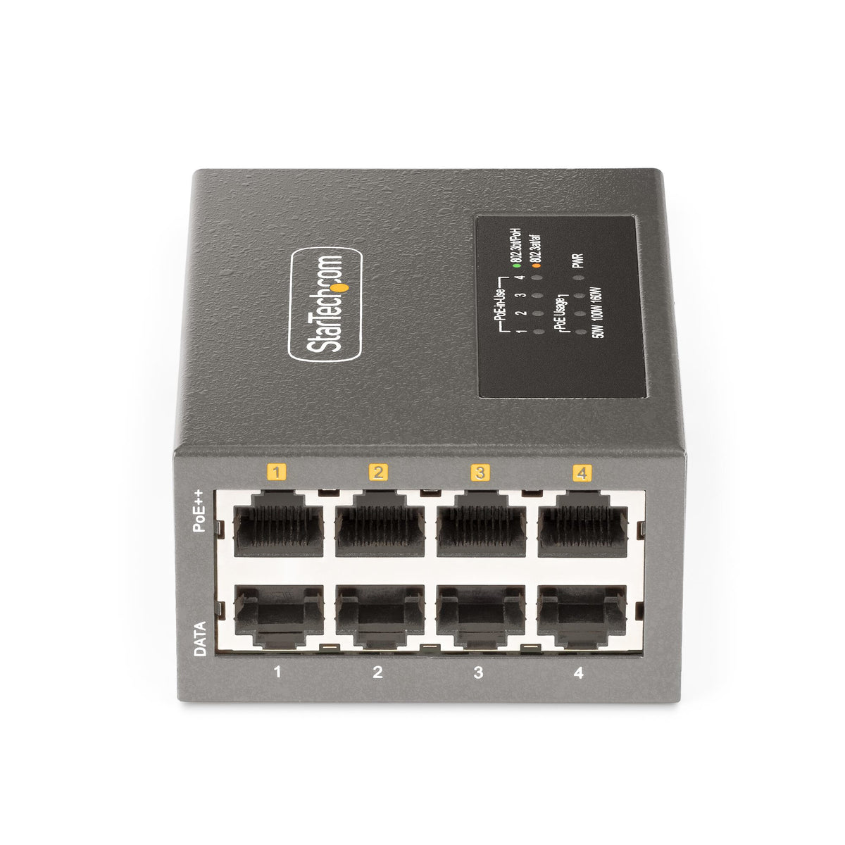 StarTech.com 4-Port Multi-Gigabit PoE++ Injector, 5/2.5/1G Ethernet (NBASE-T), PoE/PoE+/PoE++ (802.3af/802.3at/802.3bt), 160Watts Power Budget, Wall/DIN Rail Mountable, Unmanaged - TAA
