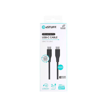eSTUFF ES604280 USB cable USB 2.0 2 m USB C 60 W Black