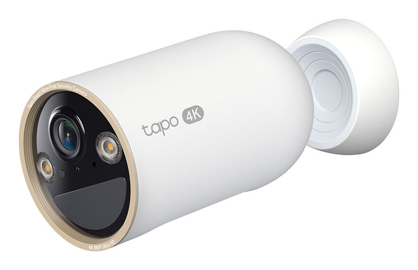 TP-Link Tapo Wire-Free Indoor/Outdoor Security Camera SPEC:4K UHD (3840x2160), H.265/H.264 Supported, 16x UHD Digital Zoom, 2.4/5 GHz Dual Band Wi-Fi, 10000mAh Rechargeable Lithium-ion Battery
