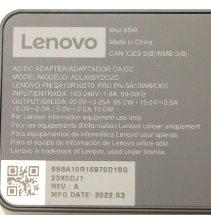 Lenovo 5A10W86303 power adapter/inverter Indoor 65 W Black
