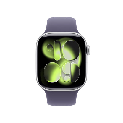 Apple Watch Series 11 GPS + Cellular 42mm Silver Aluminium Case with Purple Fog Sport Band - S/M