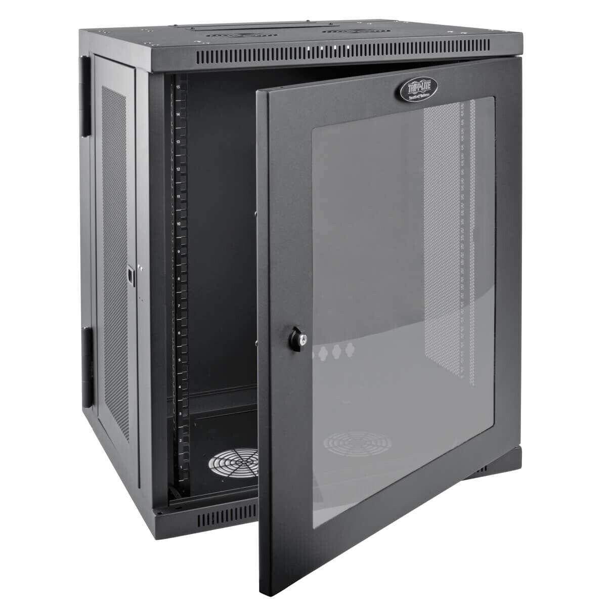 Tripp Lite SRW15USG SmartRack 15U Low-Profile Switch-Depth Wall-Mount Half-Height Rack Enclosure, Clear Acrylic Window, Hinged Back