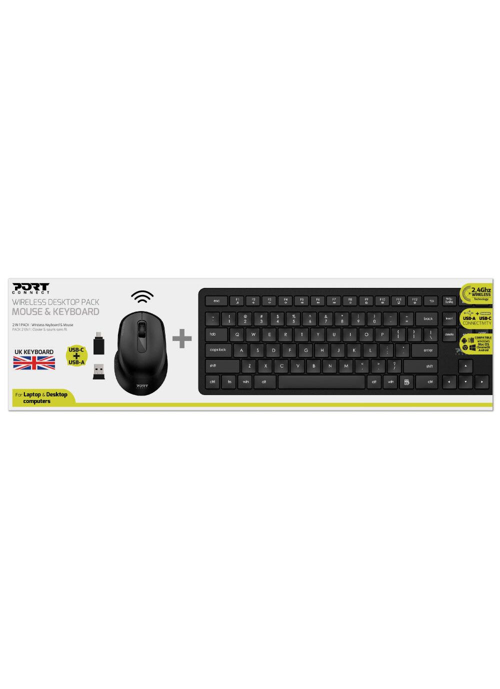 Port Designs 900904-UK keyboard Mouse included Office QWERTY UK English Black