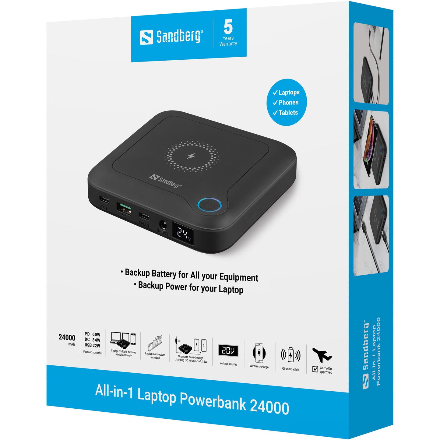 Sandberg All-in1 Laptop Powerbank 24000