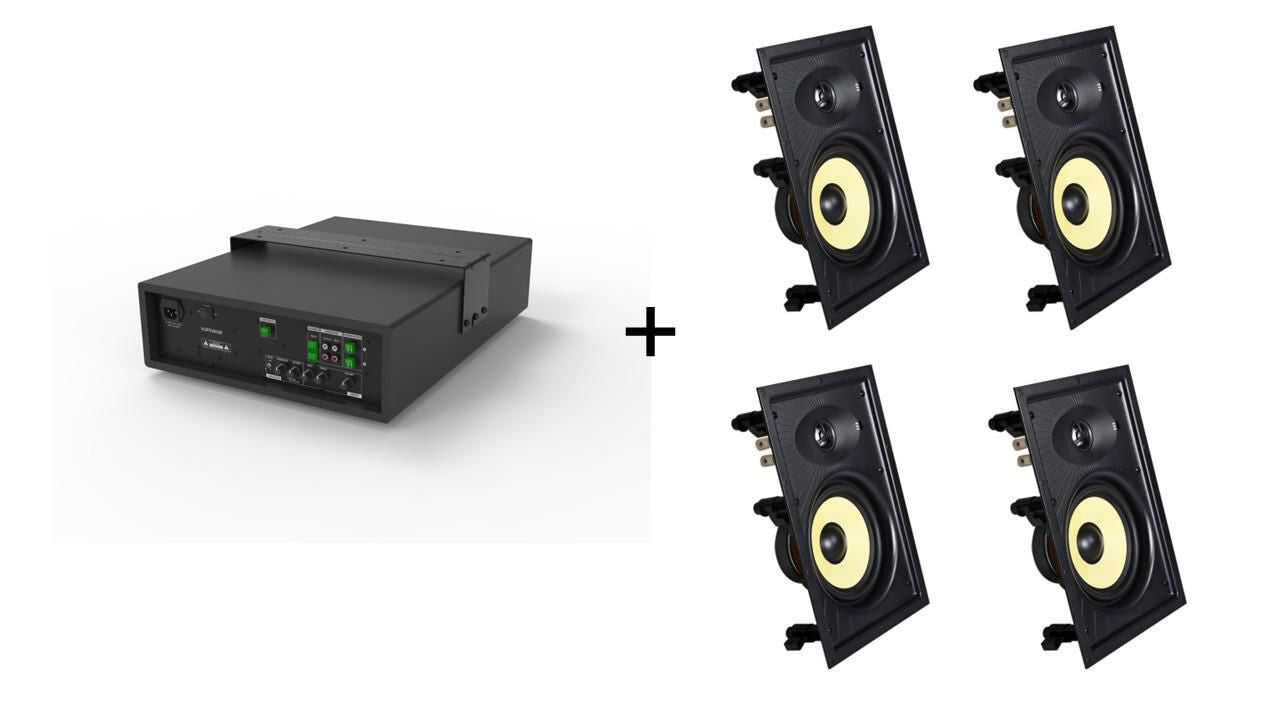 Vivolink Audiopack Subwoofer + 4 x premium in-wall speakers - (Limited Bundle Pack Offer) Black Wired 110 W