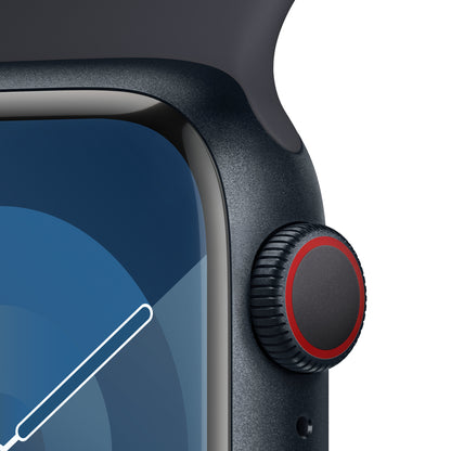 Apple Watch Series 9 GPS + Cellular 41mm Midnight Aluminium Case w/ Midnight Sport Band - S/M